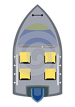 Seat Map of Small Moter boat on white Background photo