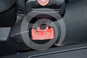 seatbelt in a car locked in a lock