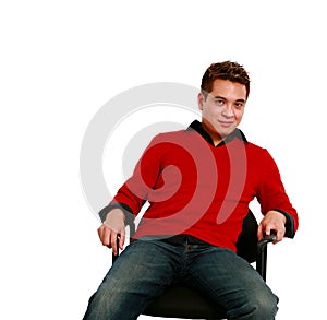 Seated asian adult man