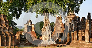 Seated Buddha  at Wat Si Chum temple in Sukhothai Historical Park, Thailand.