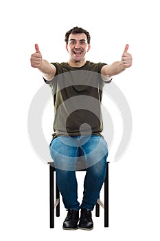 Seated guy thumbs up