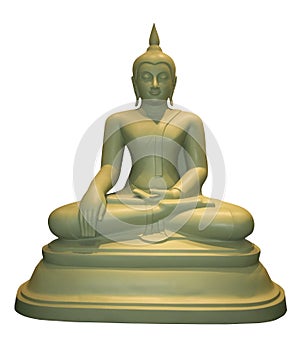 Seated thai buddha statue white background