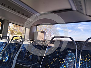 Seating area inside the bus