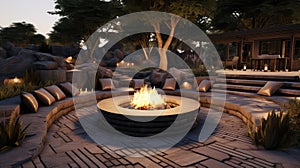 seating back yard fire pit