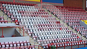 Seating colour patterns in an English soccer stadium