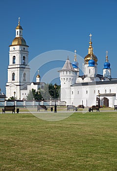 Seating courtyard and the belfry of Tobolsk Kremlin. Tobolsk. Russia