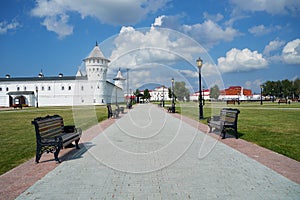 The Seating courtyard of Tobolsk Kremlin faces the Red square. Tobolsk. Tyumen Oblast. Russia