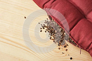 seating cushion filled with buckwheat husk