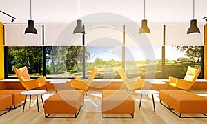 Seating in modern restaurant interior