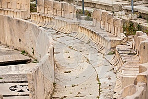 The seating at the Theatre of Dionysus Eleuthereus the major theatre in Athens and considered the first theatre of the