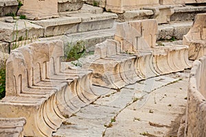 The seating at the Theatre of Dionysus Eleuthereus the major theatre in Athens and considered the first theatre of the