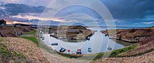 Seaton Sluice Harbour Panorama at sunset