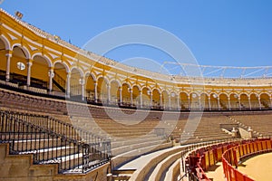 Seats of bullfight arena, Sevilla, Spain