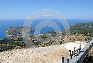 Seats with panoramic view of Assos peninsula