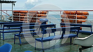 Seats for passengers on ferry ship