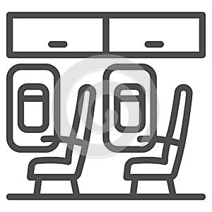 Seats in plane line icon, airlines concept, seats vector sign on white background, passengers seats outline style for