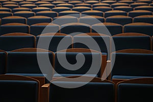 Seats rows in an empty theater hallroom