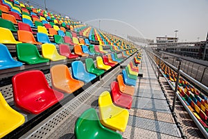 Seats for spectators for racing cars.