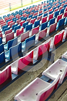 Seats for spectators at a sports ground