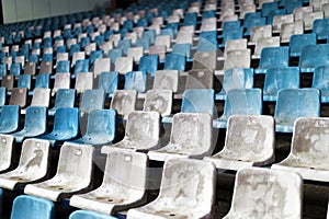 Seats for spectators at a sports ground