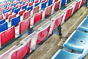 Seats for spectators at a sports ground