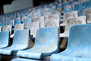 Seats for spectators at a sports ground