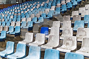 Seats for spectators at a sports ground