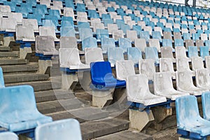 Seats for spectators at a sports ground