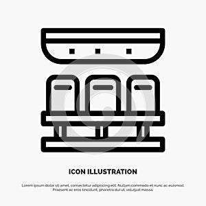 Seats, Train, Transportation, Travel Line Icon Vector