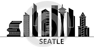 Seattle architecture vector city skyline, travel cityscape with landmarks, buildings, isolated sights on background