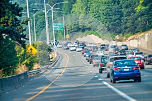 Seattle - August 8, 2017: Car traffic to the city outskirts