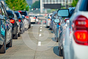 Seattle - August 8, 2017: Car traffic to the city outskirts