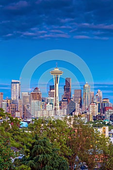 Seattle city downtown skyline cityscape in Washington State,  USA