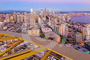 Seattle city downtown skyline cityscape in Washington State,  USA