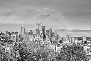 Seattle city downtown skyline cityscape in Washington State,  USA