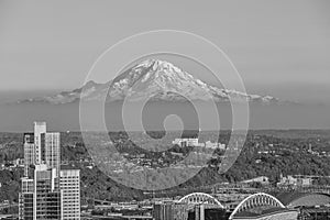 Seattle city downtown skyline cityscape in Washington State,  USA