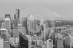 Seattle city downtown skyline cityscape in Washington State,  USA