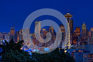 Seattle city night skyline