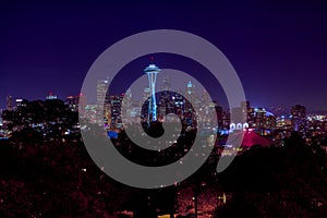 Seattle city night skyline