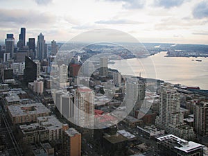 Seattle city skyline with Elliot Bay, Washington, USA, January 2008