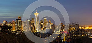 Seattle City Skyline Evening Panorama