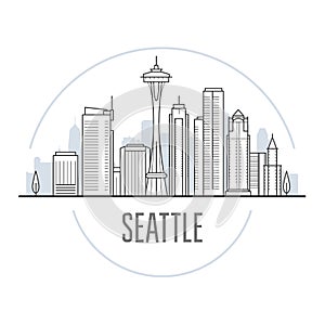 Seattle city skyline - landmarks of Seattle, cityscape