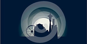 Seattle city skyline silhouette vector logo illustration