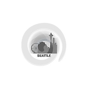 Seattle city skyline silhouette vector logo illustration