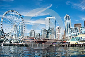 Seattle Citycape taken from boat in Elliott Bay