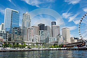 Seattle Citycape taken from boat in Elliott Bay