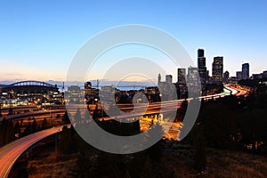 Seattle Cityscape at Dust, Washington