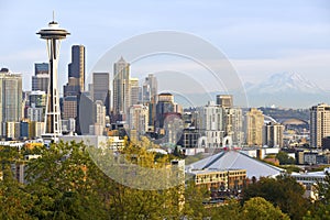 Seattle downtown modern buildings skyline.