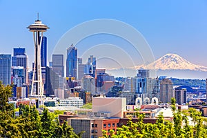 Seattle downtown skyline and Mt. Rainier, Washington