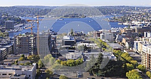 Seattle downtown, South Lake Union areal view from Virginia. photo